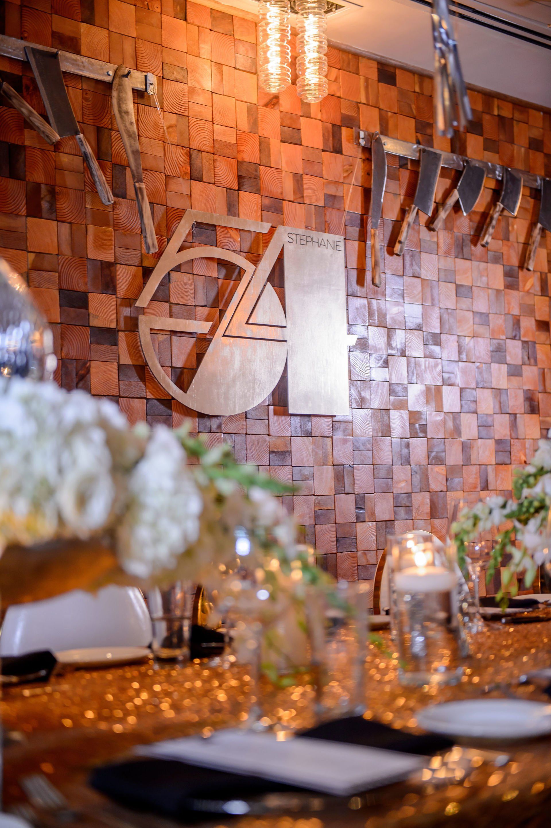 Custom laser cut backdrop sign with 