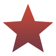 A red star is on a white background