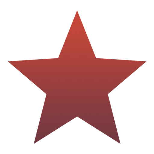 A red star is on a white background