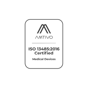 ISO 13485:2016 certified badge, AMTIVO logo, text "Medical Devices".