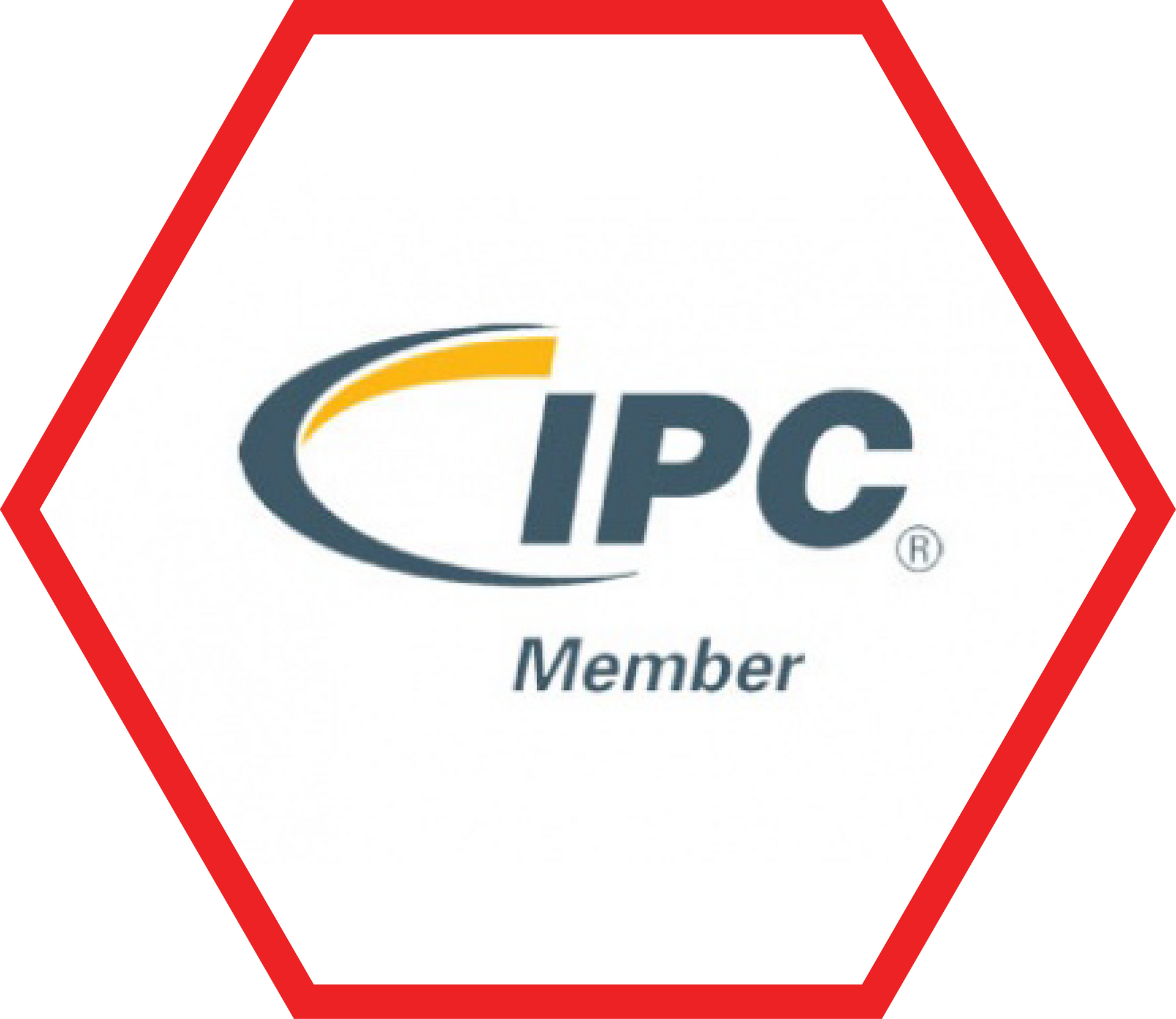 IPC Member logo inside a red hexagon: blue and yellow curved design, dark gray