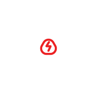 Red triangular icon with a lightning bolt inside.