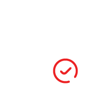 Red checkmark in a circle, indicating completion or approval.
