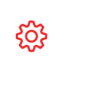 Red cogwheel icon.