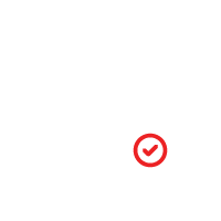 Red checkmark inside a red circle.