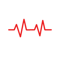 Red heartbeat line on white background.
