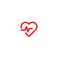 Red heart with a heartbeat line inside, symbolizing health or medical care.