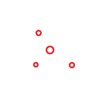 Four red circles: one larger in the center, three smaller surrounding it.