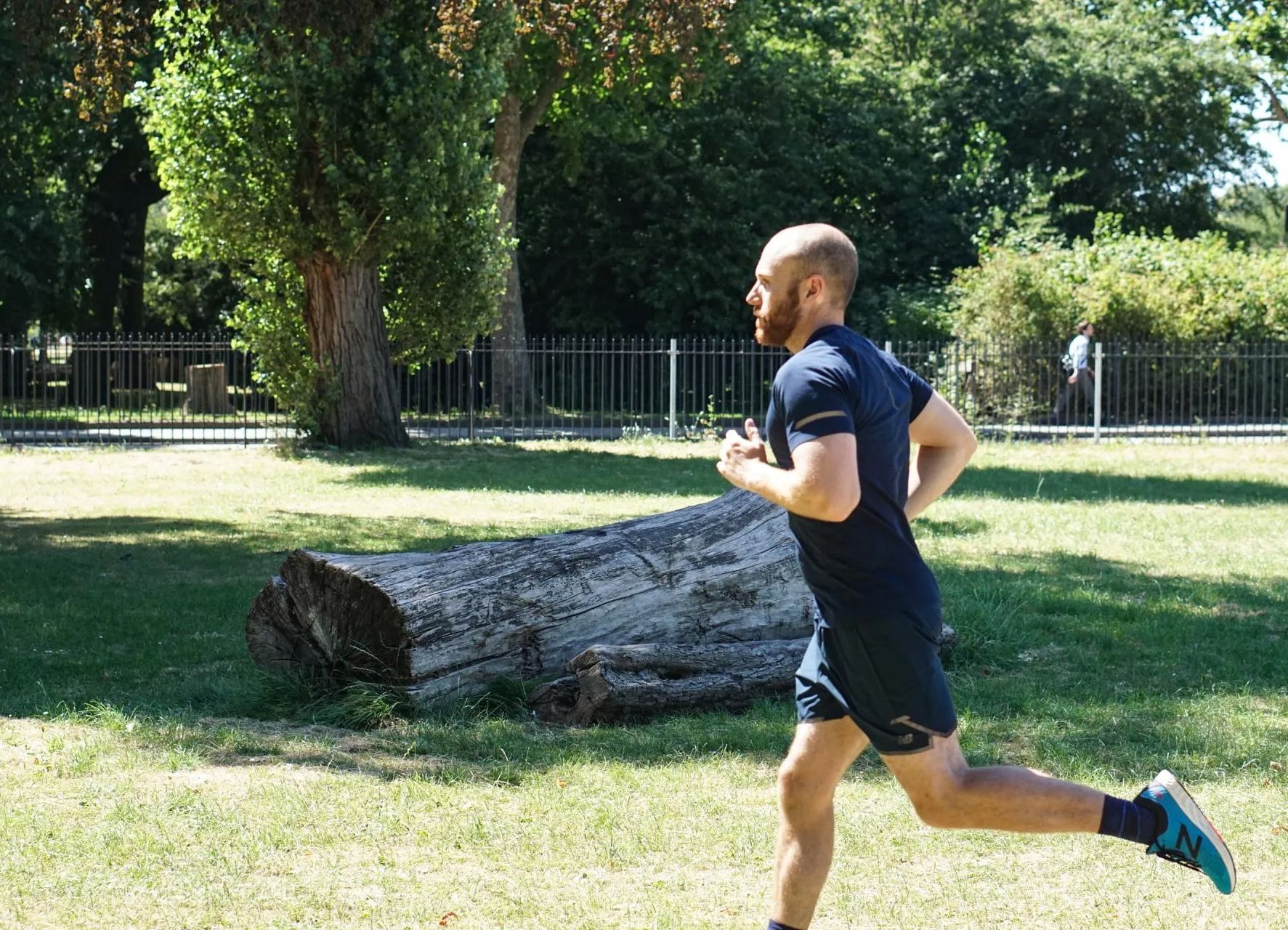 Man running in a park