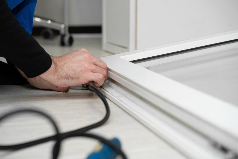 Fensterdichtung wird an Fenster angebracht