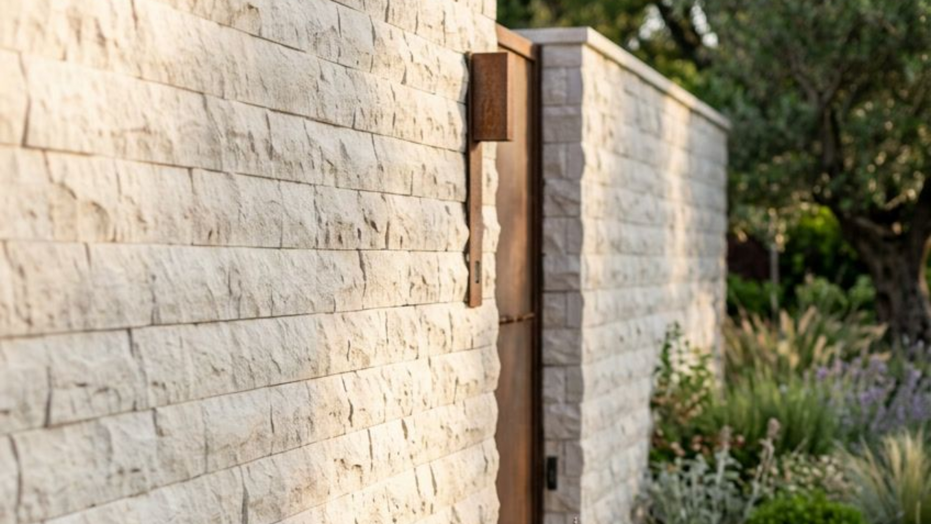 Pedra limestone revestindo fachada, muro, parede