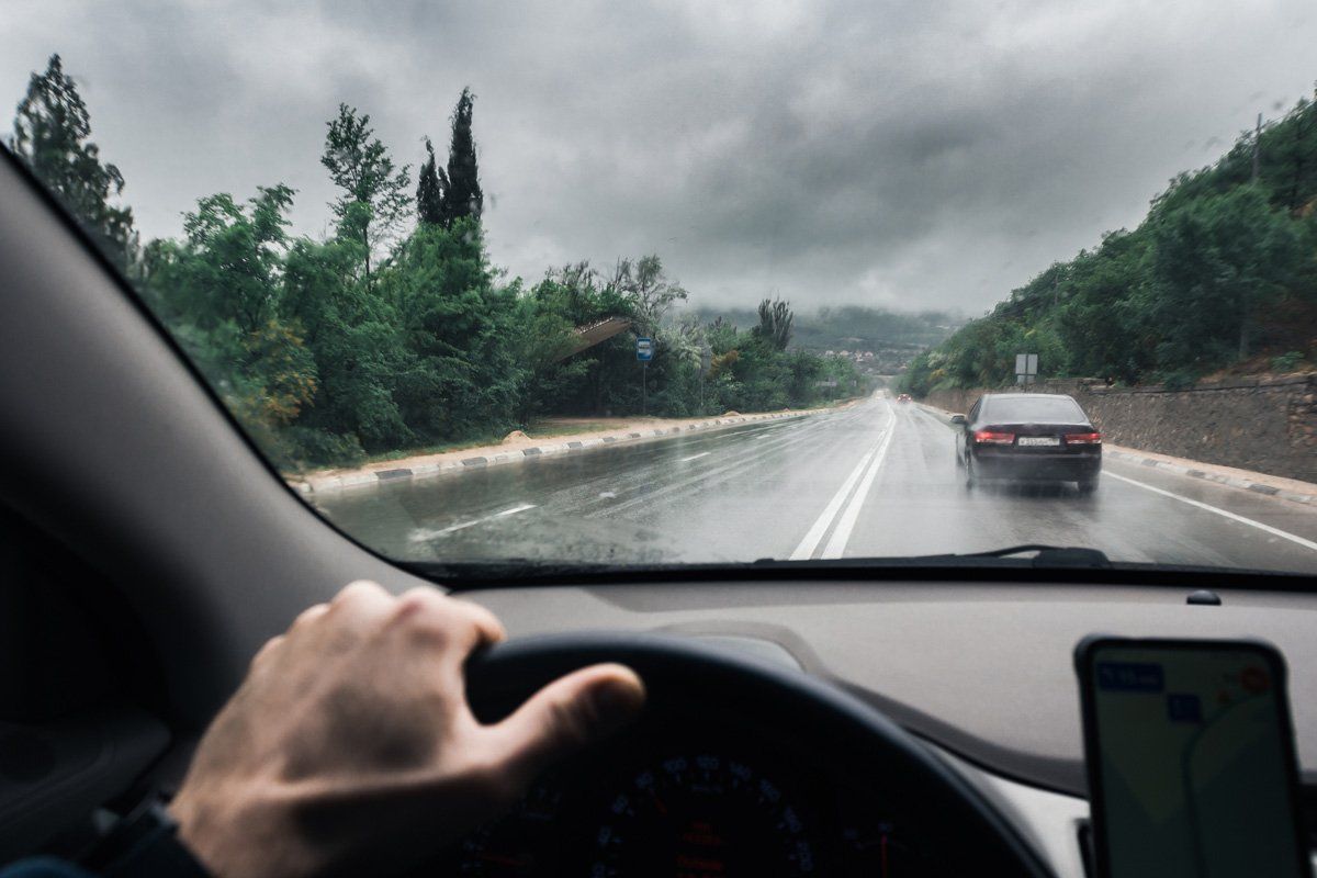 View Through the Windshield on a Wet Highway in the Rain — Central Islip, NY — Defensive Driving School