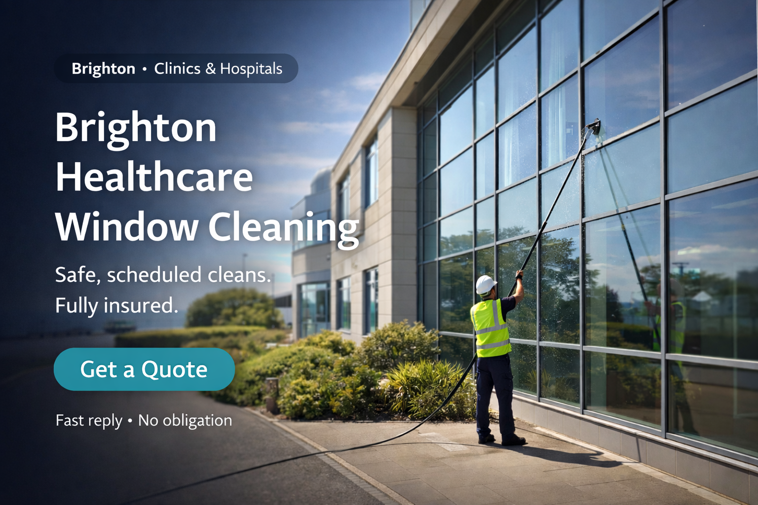 Bright, clean windows on a Brighton healthcare facility with professional window cleaning, showing clear views supporting patient wellbeing