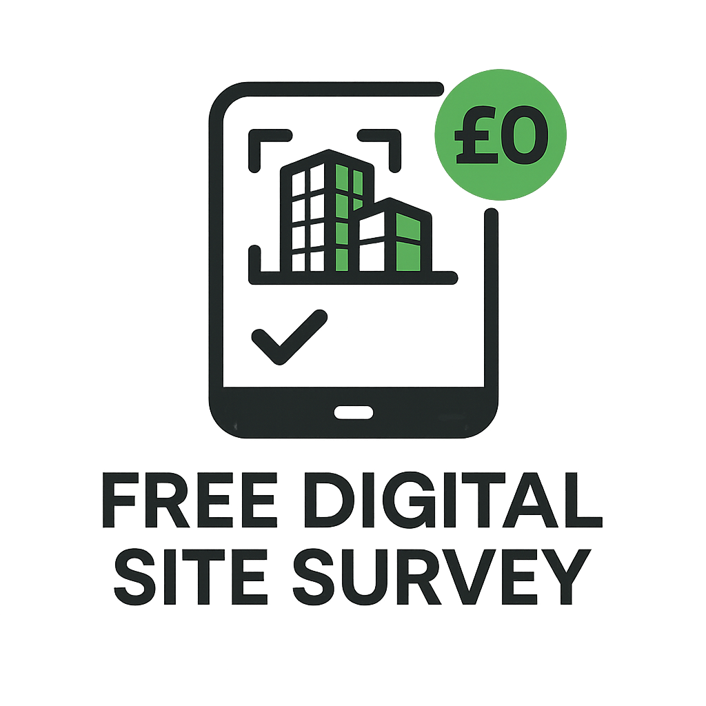 Free digital site survey icon with £0 pound