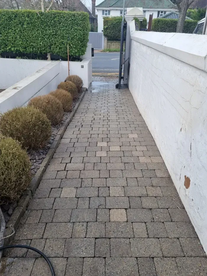 Driveway pressure washing in Croydon Block paving garden path restored by driveway and patio pressure washing in Croydon