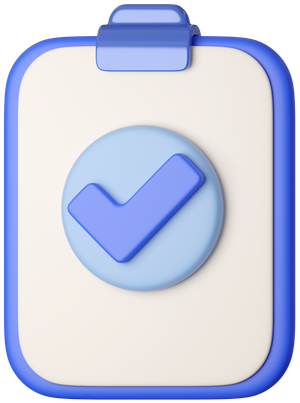A clipboard with a blue check mark on it indicating flexible scheduling
