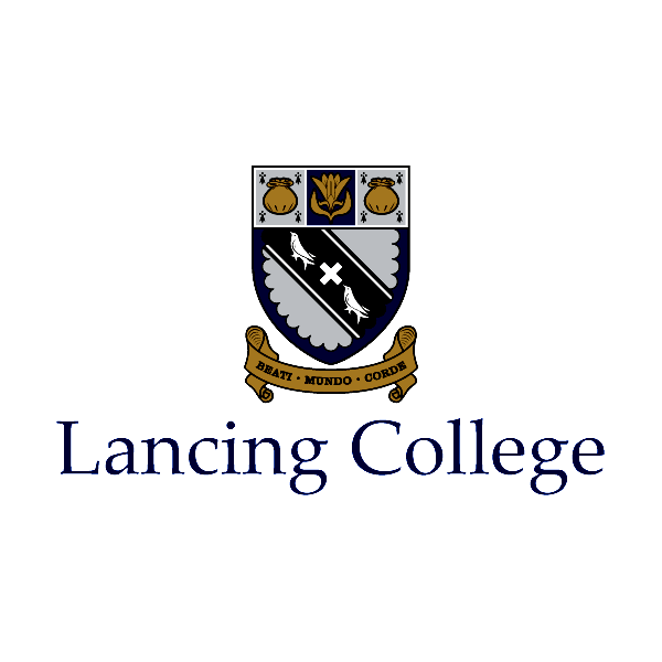 Lancing College logo with a coat of arms and text