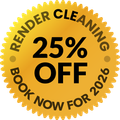 Gold badge: 25% off render cleaning. Book now for 2025.