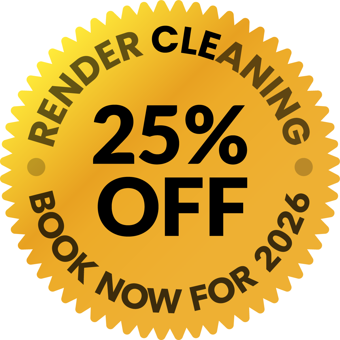Gold badge: 25% off render cleaning. Book now for 2025.