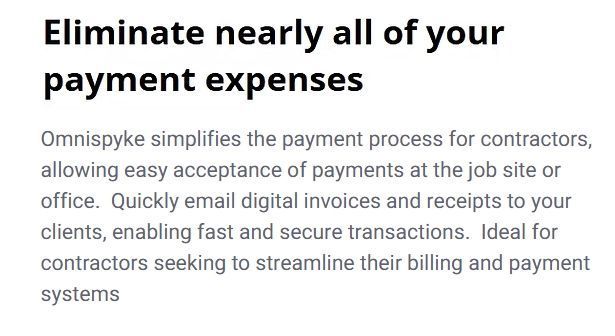 Text about Omnispyke simplifying payments for contractors. 