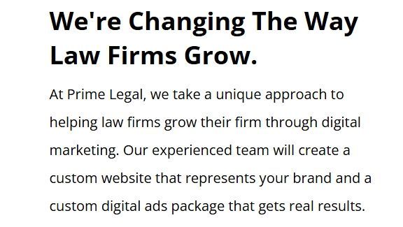 Text promoting Prime Legal's digital marketing for law firms.