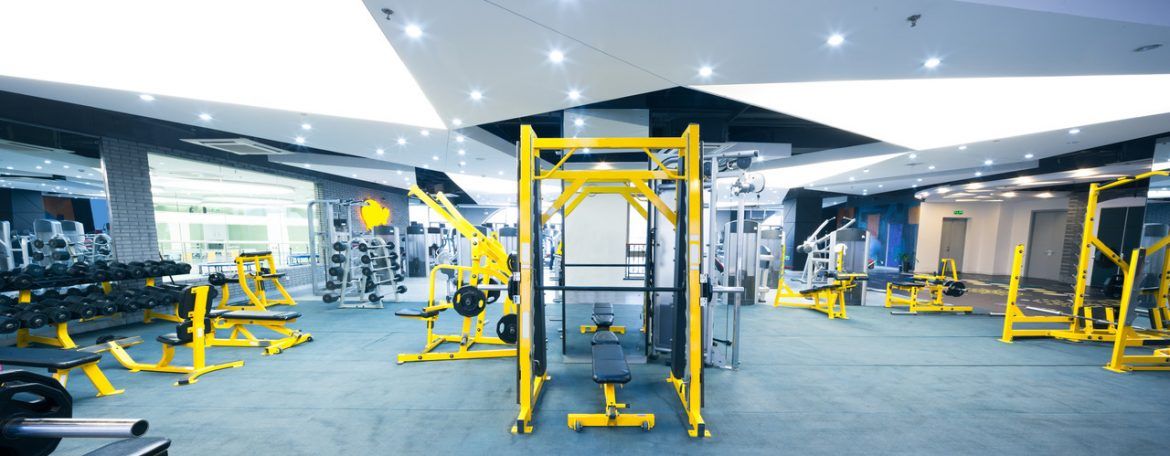 gym with yellow equipment