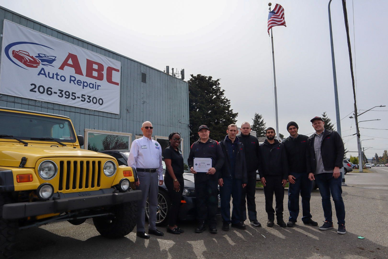Val receives Patriot Award, ABC Auto Repair in Burien Washington 