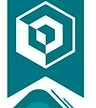 Badge with white geometric shape over a teal background, set in a banner.