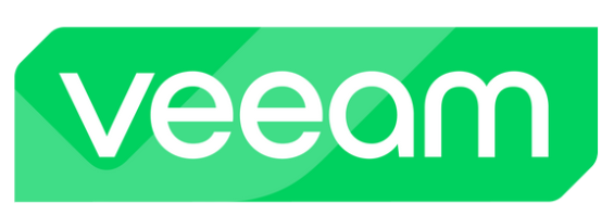 Logotipo de Veeam en texto blanco sobre un rectángulo redondeado verde con un degradado verde.