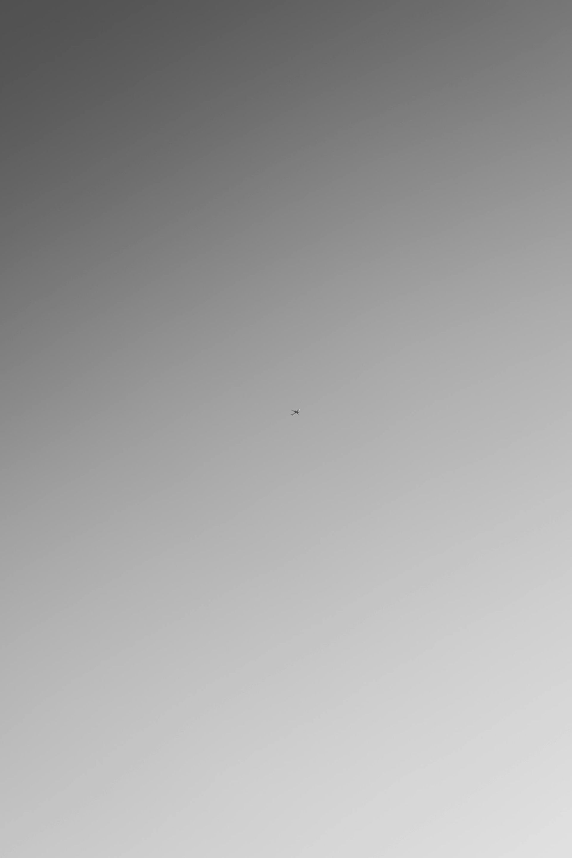 Una pequeña mota oscura en un fondo degradado gris.