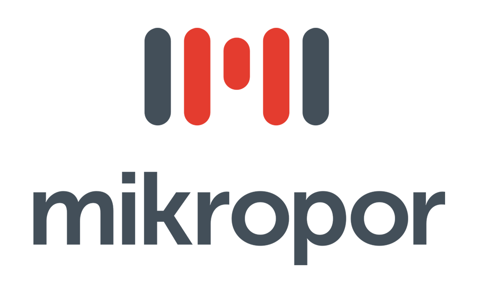 A black and red logo for mikropor on a white background.
