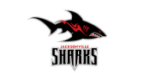 Jacksonville Sharks logo: Black shark with red tribal markings; team name below in a blocky font.