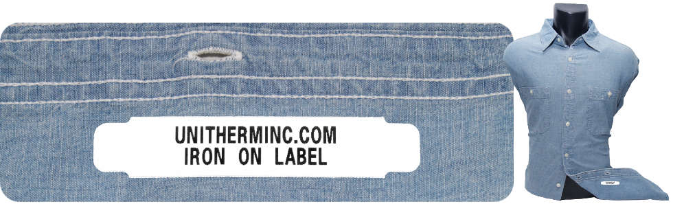 Close up Version of Iron On Label Applied to a Shirt