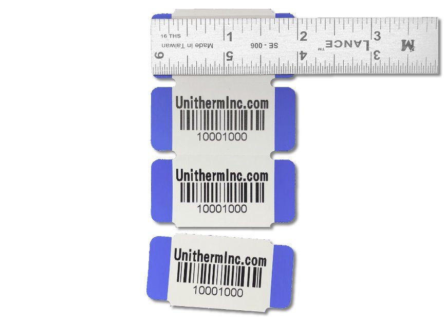 Iron On Label With Blue Tabs & Barcodes