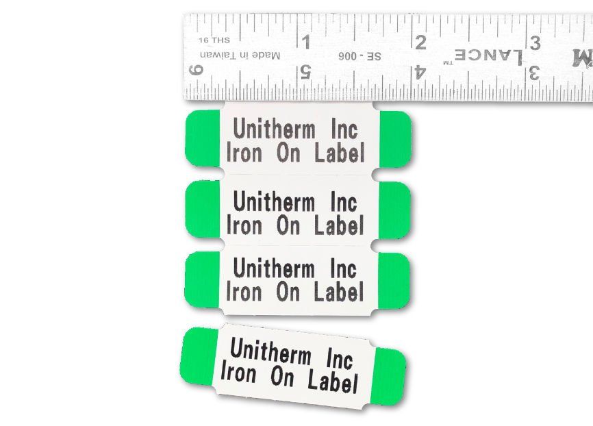 Iron On Labels Printed With Green Tabs