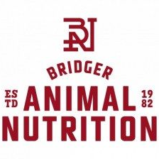 Logo for Bridger Animal Nutrition in red text on a white background. It includes 