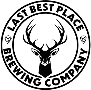 Logo for Last Best Place Brewing Company featuring a stag within a circular frame with text.