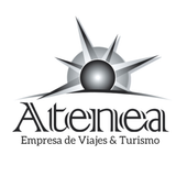 Logo en blanco y negro de Alteneal, empresa de viajes y turismo, con sol y estrella estilizados.