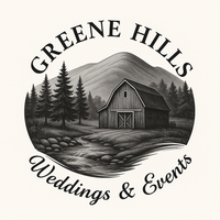 The logo for greene hills resort and campground shows a house surrounded by trees and a river.