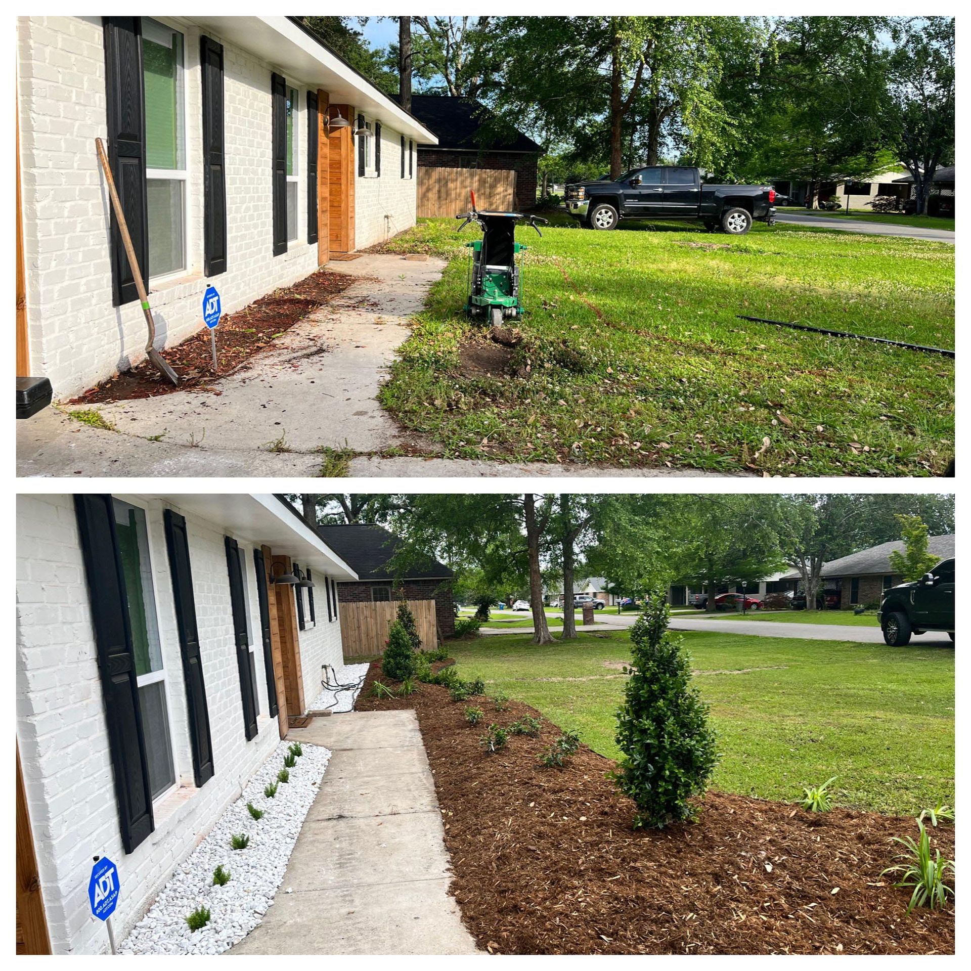 A before and after picture of a house being remodeled.
