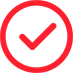 Una marca de verificación roja en un círculo rojo sobre un fondo blanco.