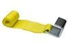 Yellow strapping rolled and attached to a metal clip.