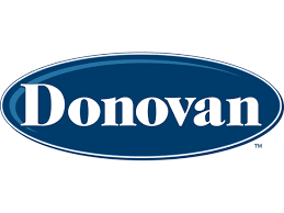 Donovan logo in white text on a blue oval background, with a dark blue border.