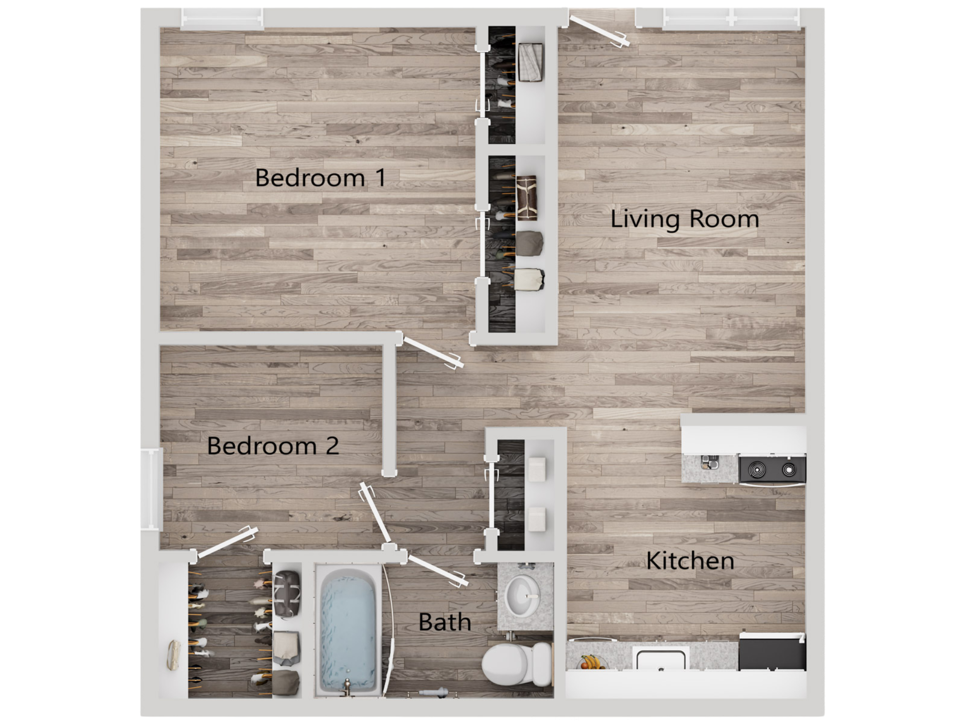 B2 - 2 bed, 1 bath