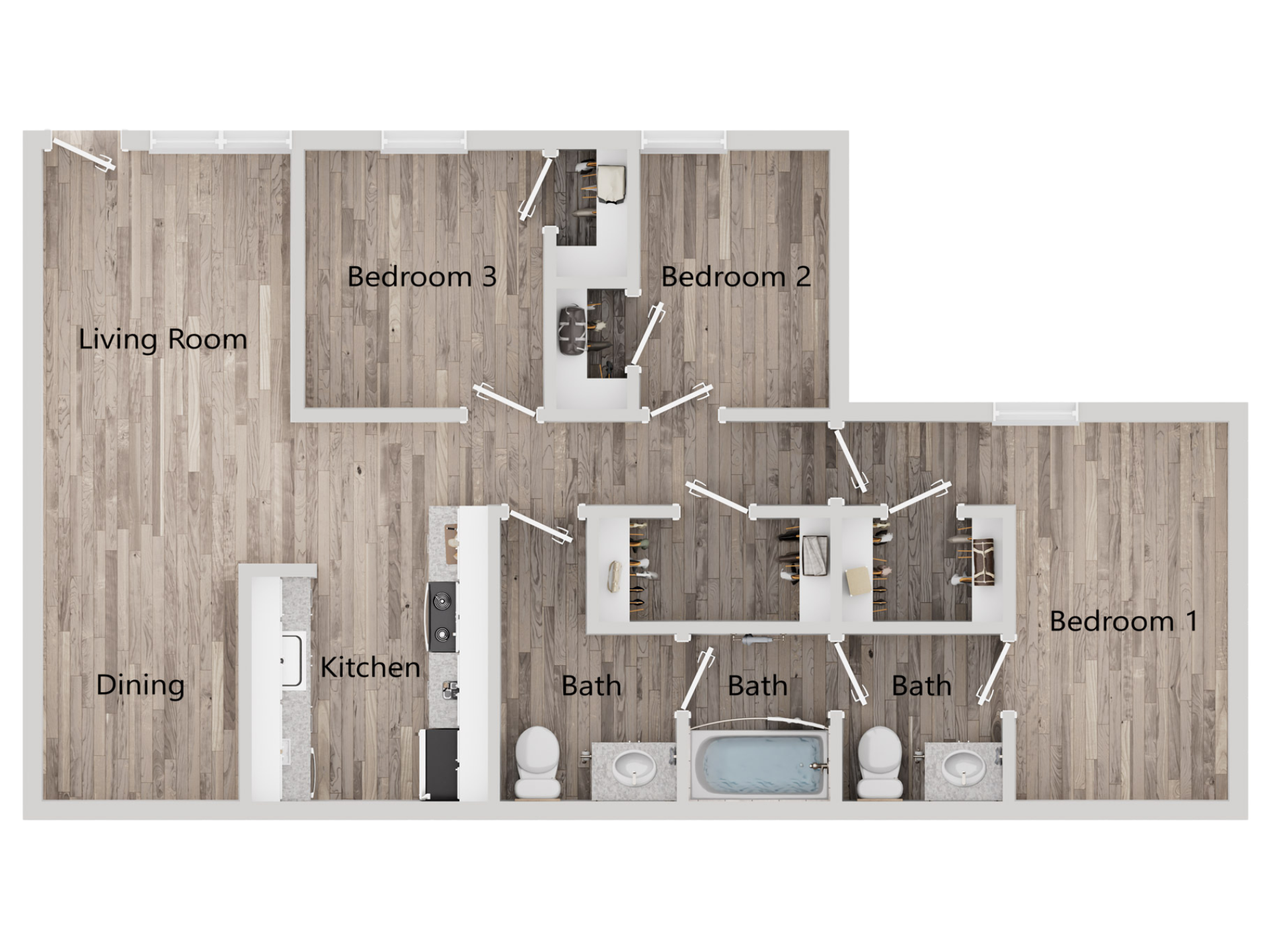C1 -  3 bed, 2 bath