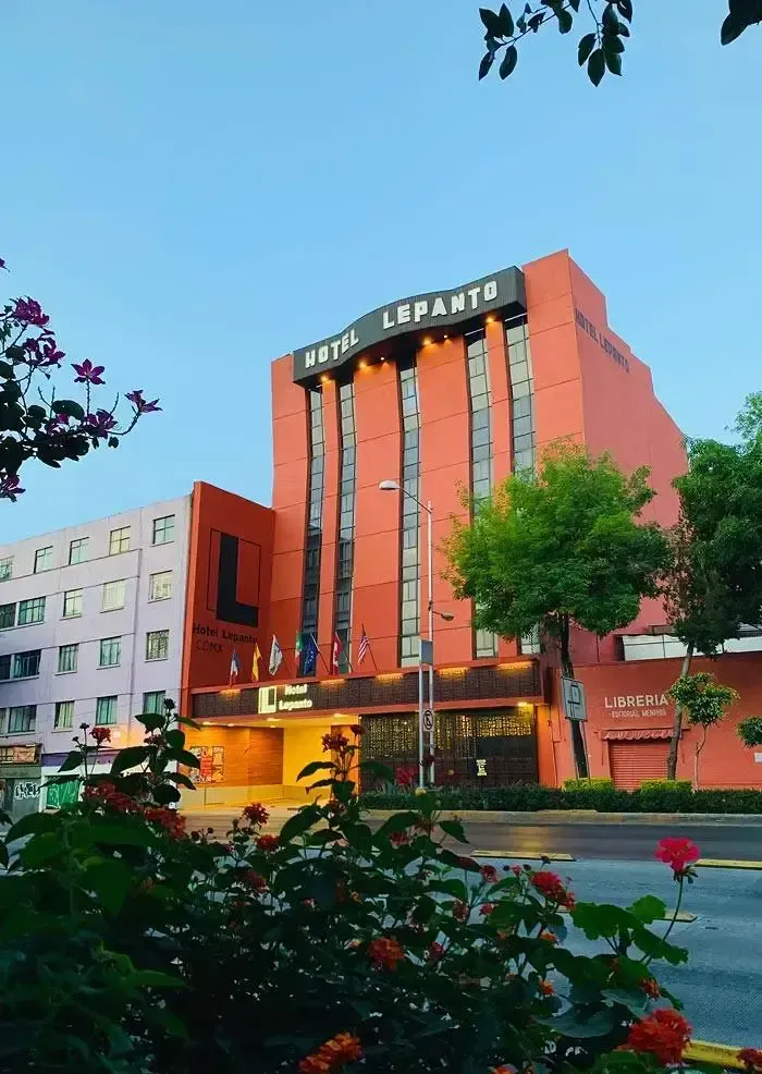 A large red building with the word lepanto on it