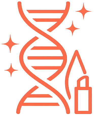 Filamento di DNA arancione con un evidenziatore, scintillante, che rappresenta l'editing genetico.