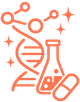Filamento di DNA arancione con un evidenziatore, scintillante, che rappresenta l'editing genetico.
