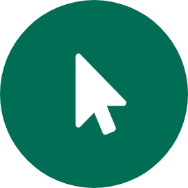 White cursor icon on a dark green circle.