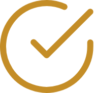 Gold checkmark inside of a circle, indicating a completed task.